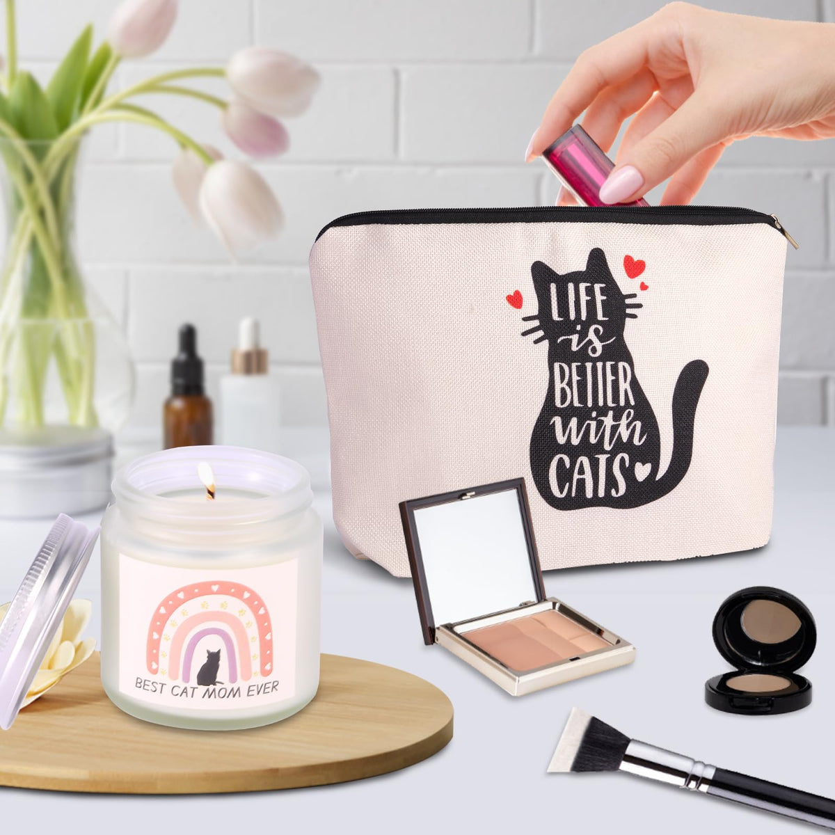 linsuiyyds Cat Lovers Gifts For Women, Cats Mom Gift Box For Christmas, Mother's Day, Birthday,Cute Cat Themed Gifts For Crazy Cats Lady, Girlfriend, Daughters