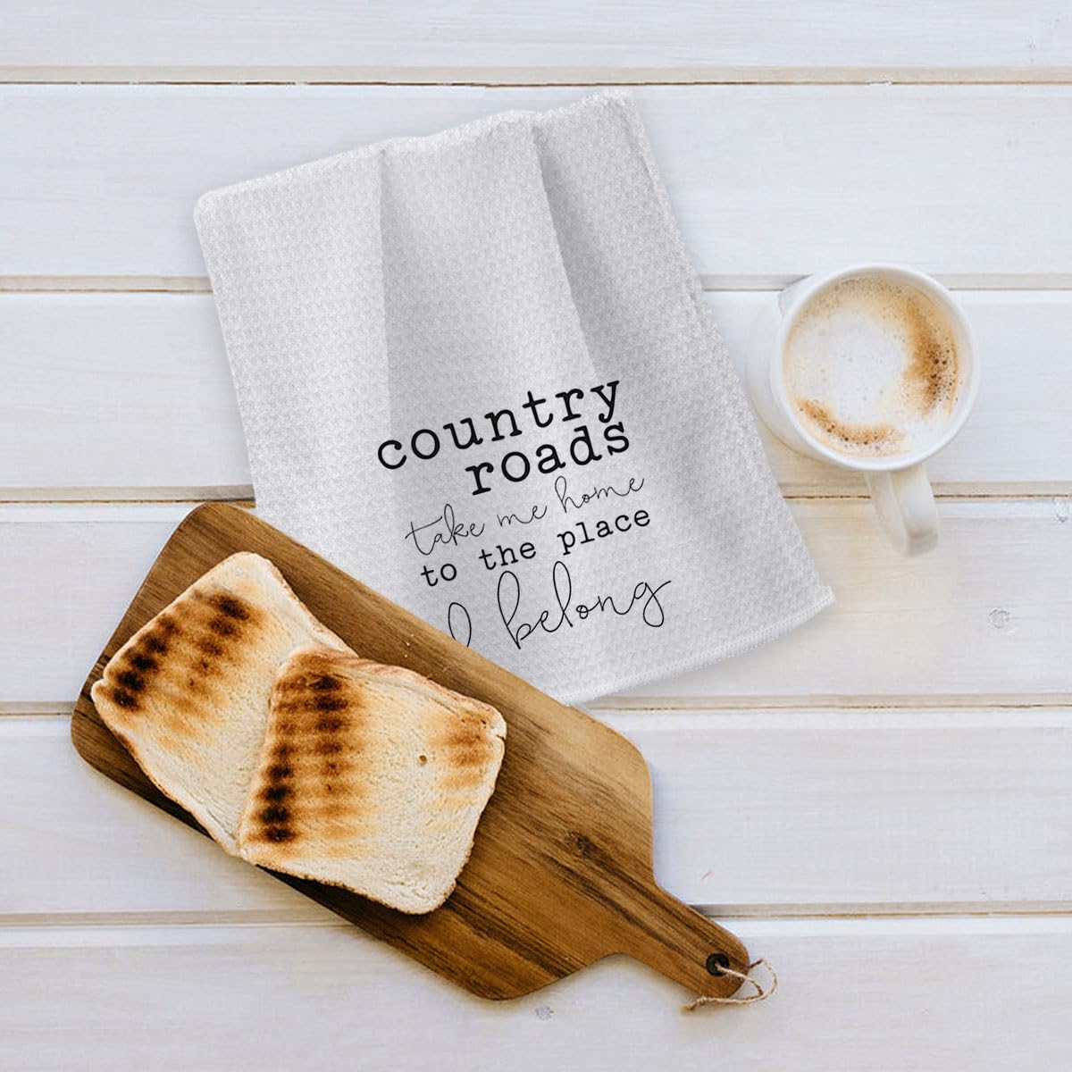 OHSUL Farmhouse Country Kitchen Towels,Country Roads Take Me Home to the Place I Belong Countryside Kitchen Towels Dish Towels Dishcloth,Rustic Kitchen Decor