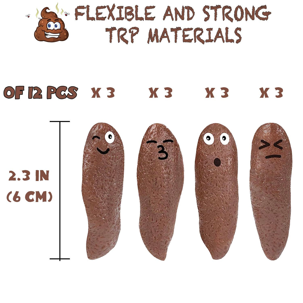 Poop Slingshot 12pcs Fake Poop Toys for Kids Stocking Stuffers, Funny Gag Gifts Bulk Party Favors Game Prizes, Sticky Poo Emotion Fidget Toys for Kids Age 3-5-7 4-8-12 Year Old Boys Girls Teens Adults