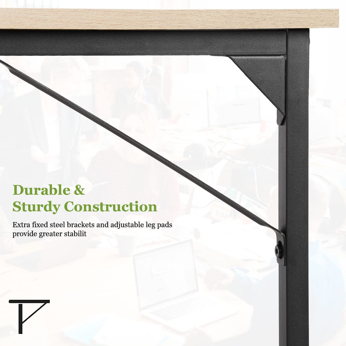 PayLessHere | 39 Inch Computer Desk | Nature | Office Desk with Metal Frame, Adjustable Feet | Water-Resistant, Scratchproof Surface | Sturdy Writing Table for Home Office or Study | Pack of 1