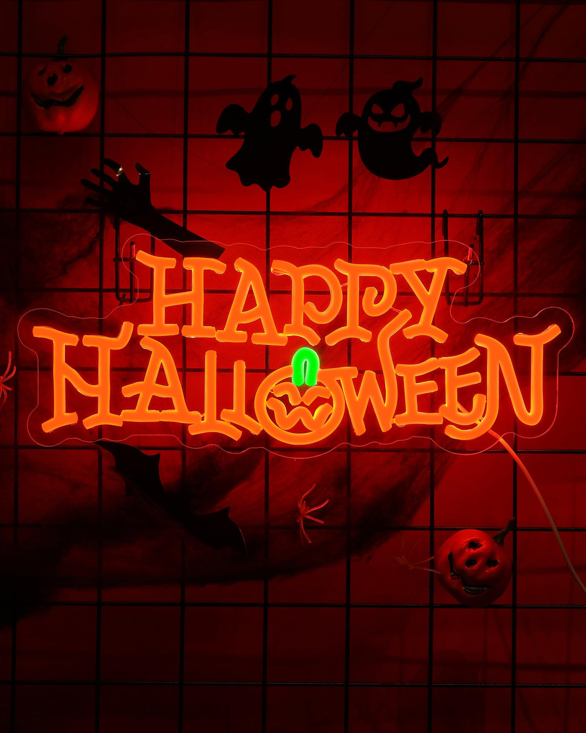 Happy Halloween Pumpkin LED Neon Lights for Wall Decor 16.1x6.1in USB Powered Halloween Neon Light Sign for Halloween Costume Party,Trick or Treat,Bar,Living Room Decoration Gifts