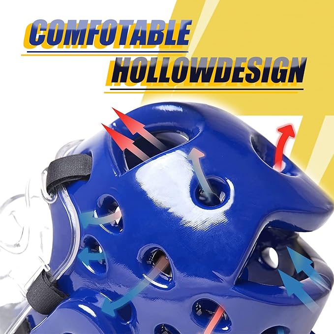 Kids Adults Karate Headgear with Face Shield, MMA Martial Arts Headgear Boxing Soft Helmet Taekwondo Sparring Head Gear
