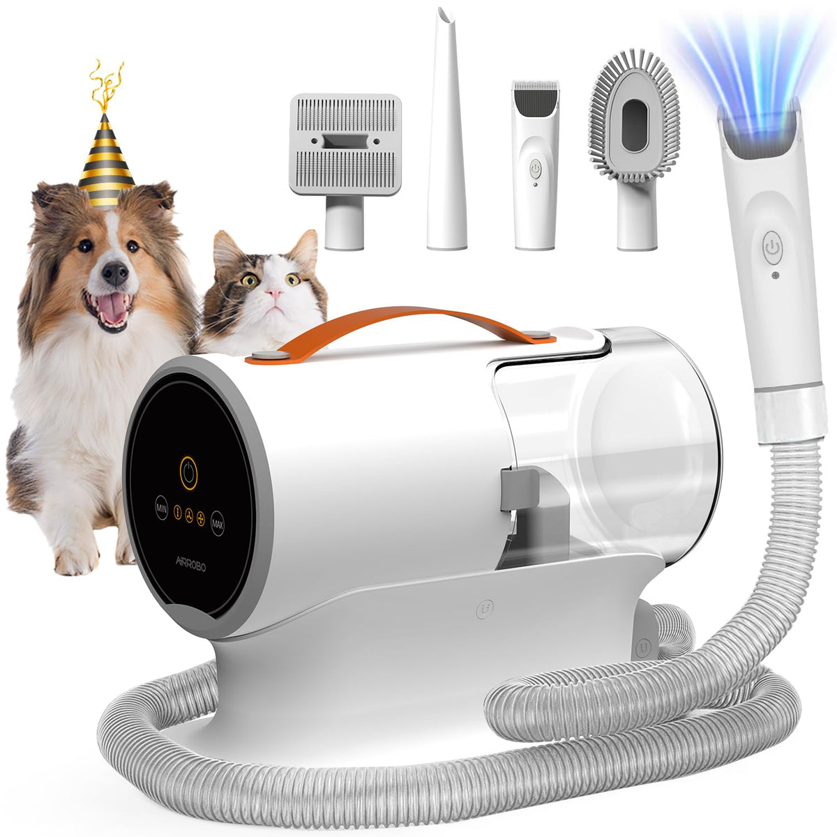 AIRROBO Dog Grooming Vacuum Kit,12000Pa Strong Pet Vacuum for Shedding,Grooming Hai,Quiet,PG100,2L Large Capacity