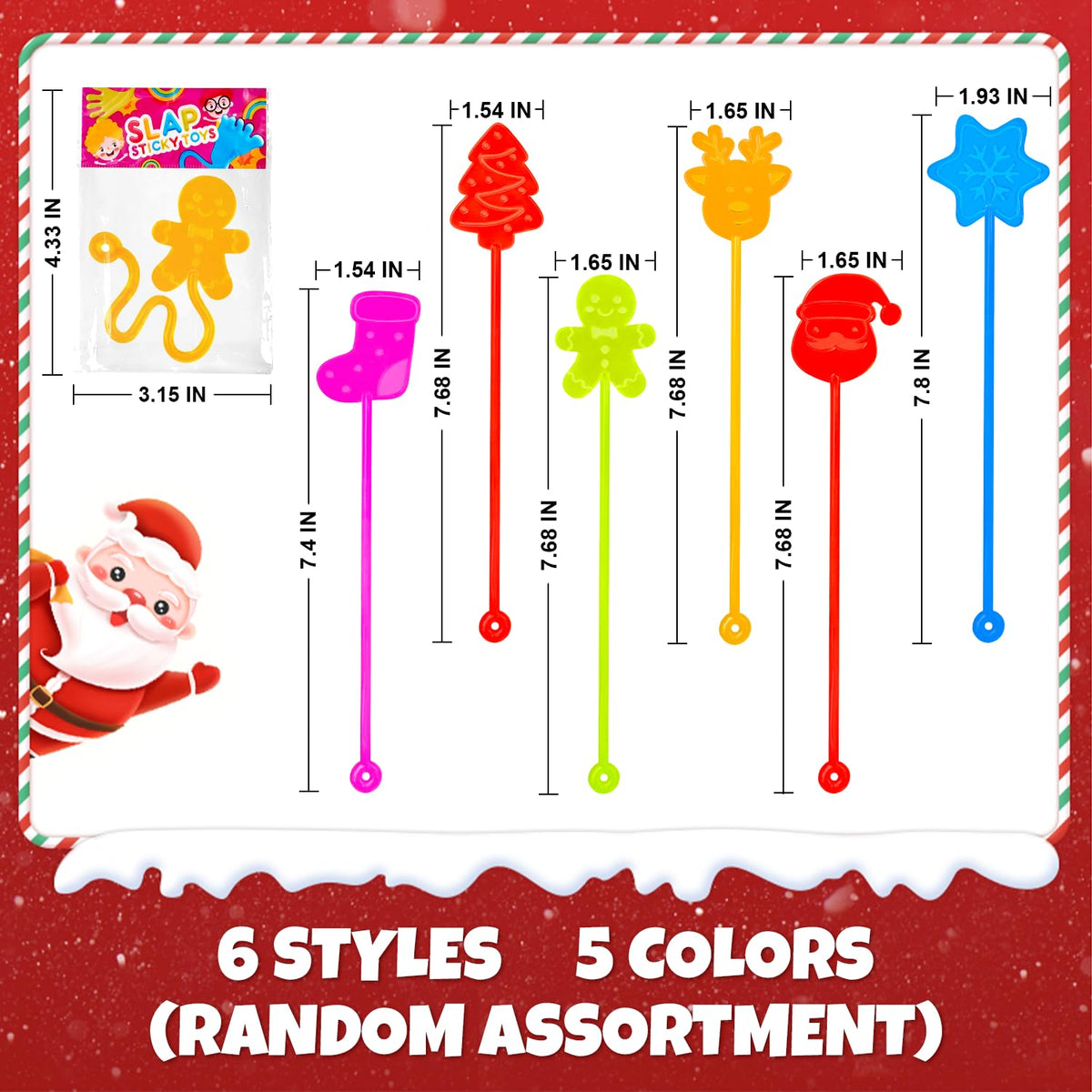 Christmas Goodie Bag Stocking Stuffers for Toddlers 30-100 PCS, Xmas Sticky Hands Party Favors for Kids, Holiday Classroom School Prize Toys Gifts for Student, Christmas Pinata Treat Bag Filler