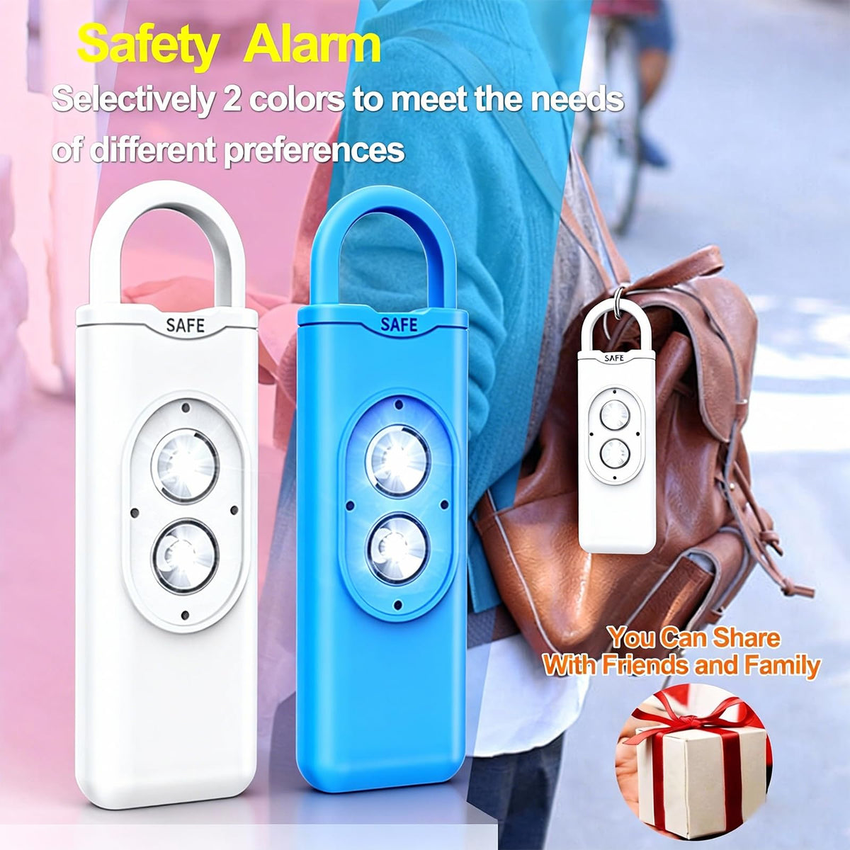 Halo-Siren Alarm, HaloSiren Personal Safety Alarm - Travel Safe Alarm with 130db Loud and LED Strobe Light, Safety Keychain Compatible with Bags, Keys, Backpacks (Purple)