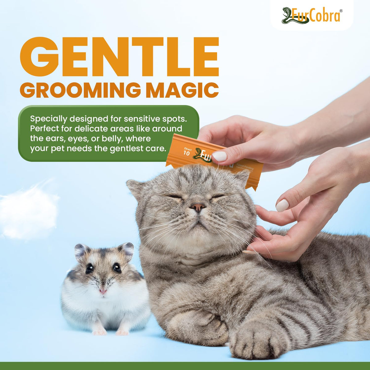 Direct 10 Pet Grooming Brush 3.54" and Pro Pet Hair Remover 4.33" Bundle – Gentle Dog Cat Brush with No Metal Blades and Portable Fur Remover Tool for Hair, Car, Couch, Carpet, Bed, Puppy, Kitten