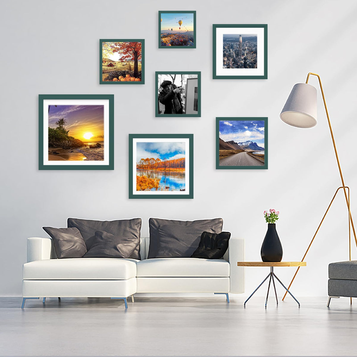 12x12 Wood Picture Frames for Wall Hanging or Tabletop,Diamond Painting Frame Baby Scan Picture Frames with 2 Mats Display 8x8 or 10x10 for Family Walls Decoration,Anniversary,Wedding,Christmas(Dark