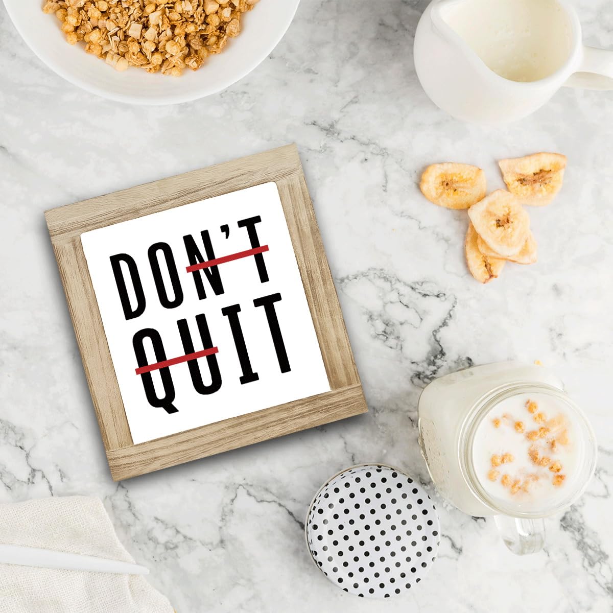 Don't Quit Wood Plaques Sign, Inspirational Wooden Box Sign, Home Wood Plaque Decor Signs, Motivational Home Office Desk Decor, Encouragement Gifts for Coworkers Students