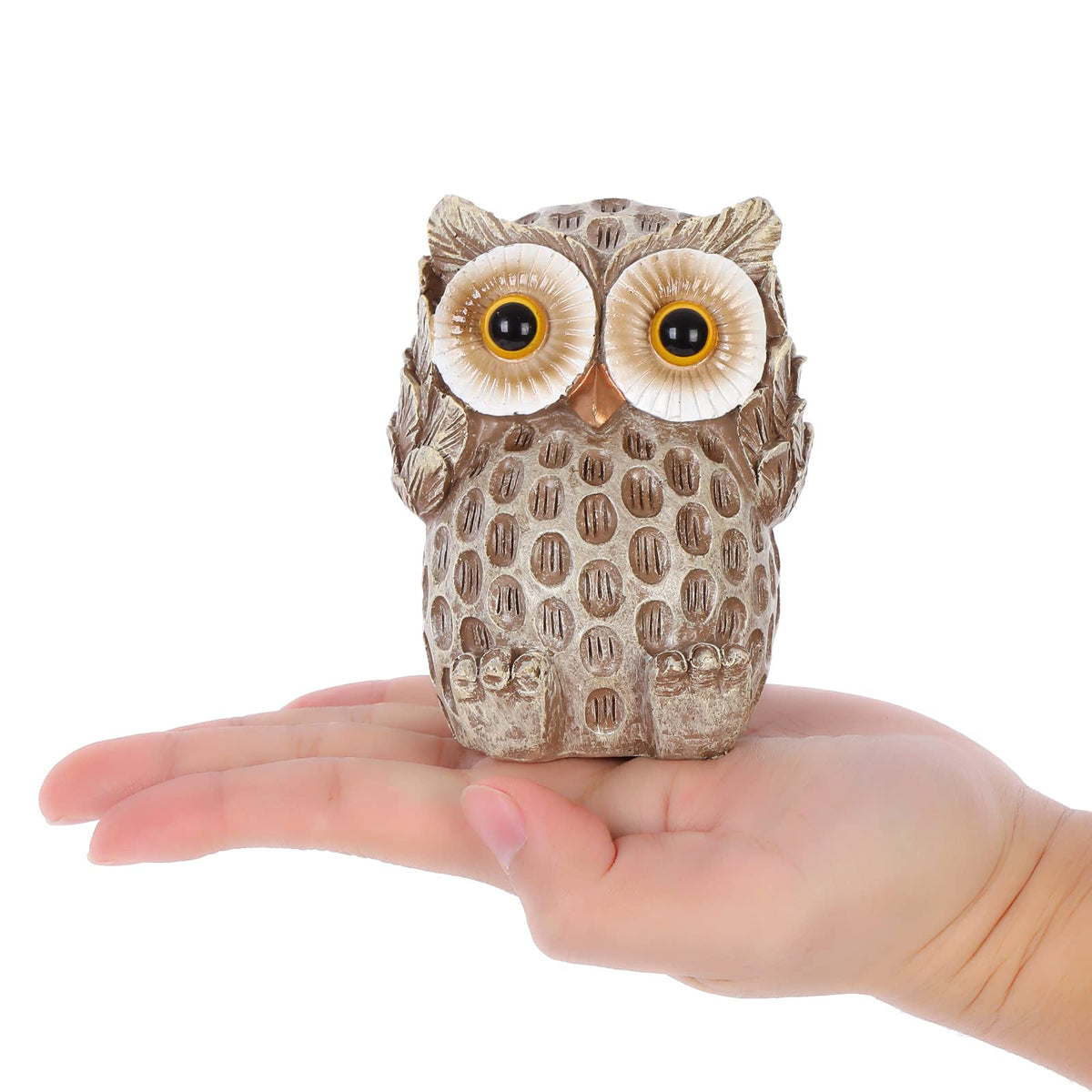 FriyGardcn Set of 3 Owl Statues Home Décor, Cute Owl Figurines for Shelf, Living Room Bedroom Office Desktop, Bookshelf, Animal Sculptures Gifts,Small Decor Accents Items for Birds Lovers