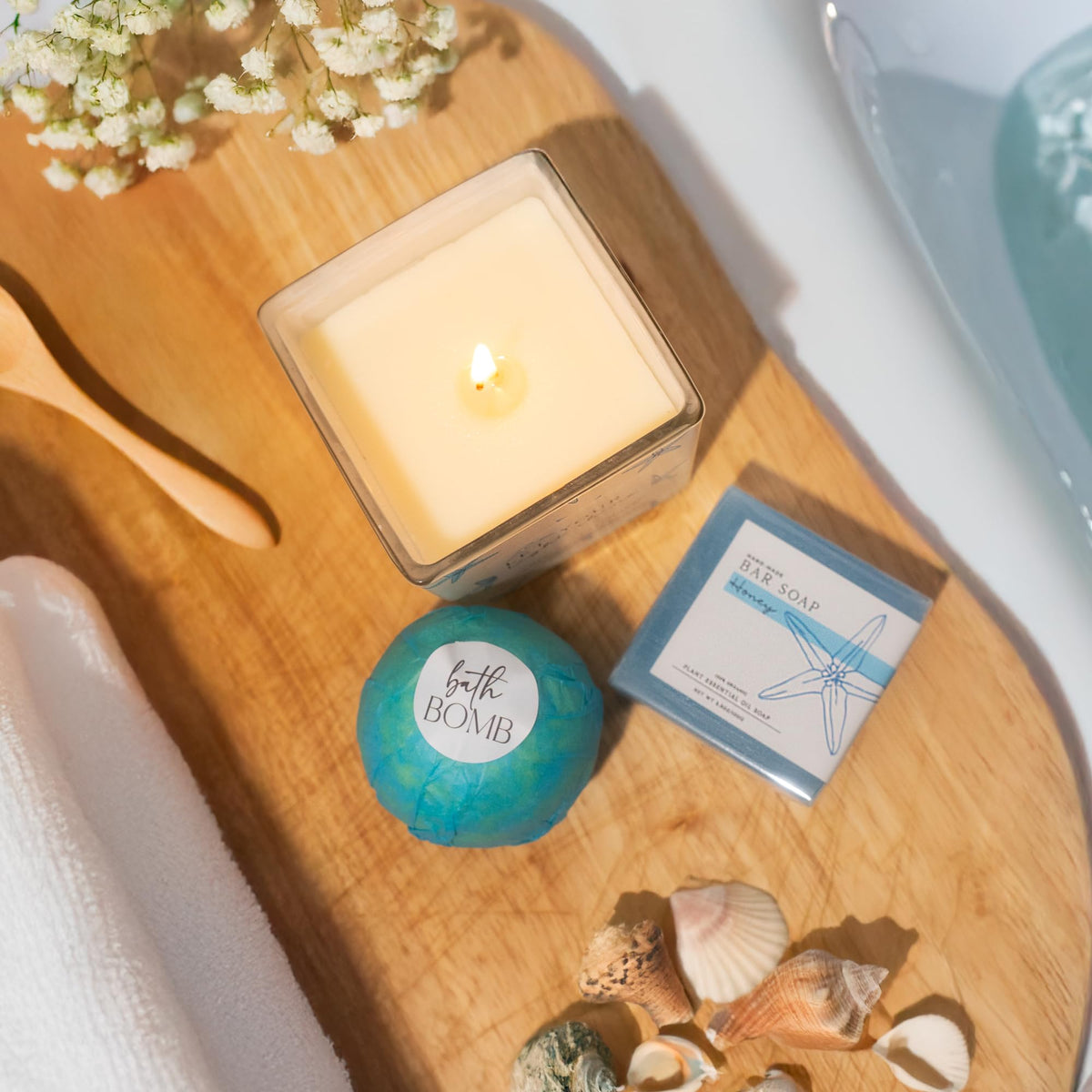 Mother's Day Ocean Themed Gifts for Women. 15pc Gift Basket Filled with Beach Lover Essentials and Spa Gifts for Her. Thinking of You for Mom, Friends, Coworkers, Birthday Gift for Woman