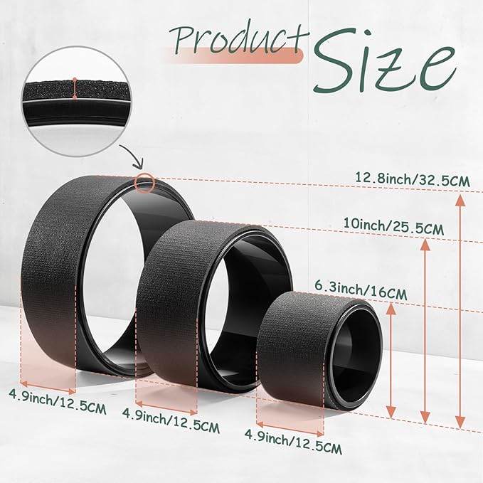 Back Roller, Foam Roller for Neck & Back Pain Relief, Yoga Wheel for Deep Tissue Muscle Massage, High Density Foam Tool for Physical Therapy, Stretching & Exercise(3 Pack)