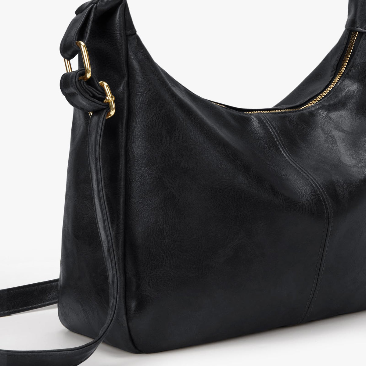 AnBlack Shoulder Bags for Women Leather Crossbody Bags Slouchy Hobo Bag Purse Daily Slouchy Tote Purses(Black)