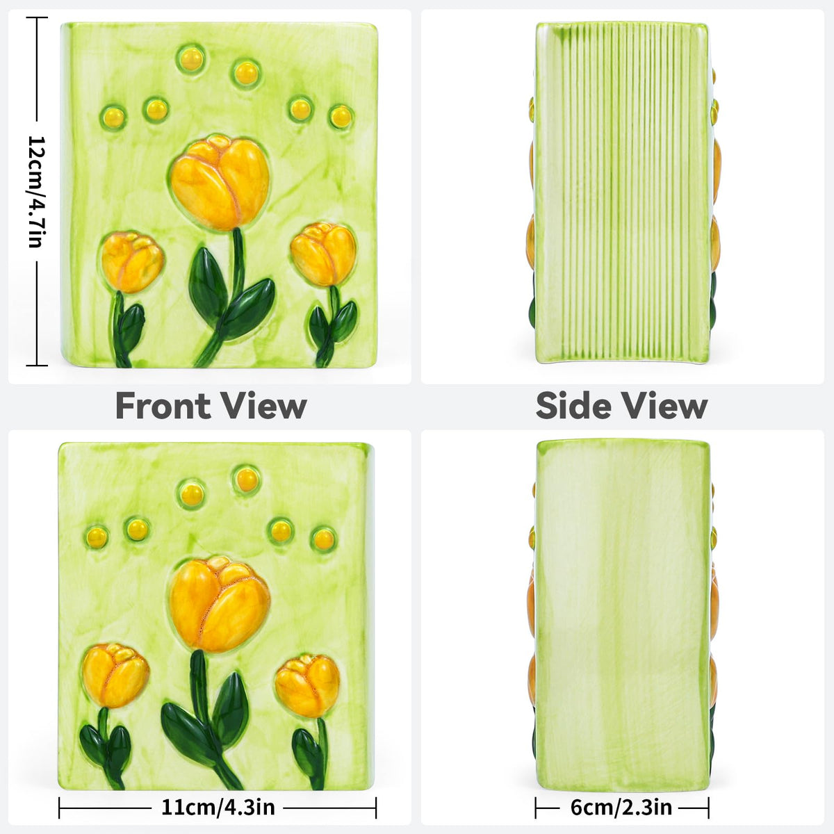 Busnos Book Vase Tulip Pencil Cup Pen Holder For Office Desk Decorative Books Yellow Flower Vase Cute Toothbrush Holders Home Decor Teacher Book Gifts for Women Small Makeup Brushes Holder