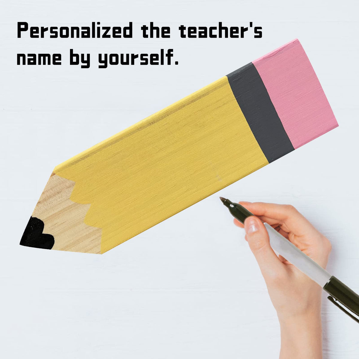AMINORD Teacher Gifts - Teacher Name Pencil Holder - Teacher Christmas Gift for Women Men Desk Sign Classroom School Office Decor