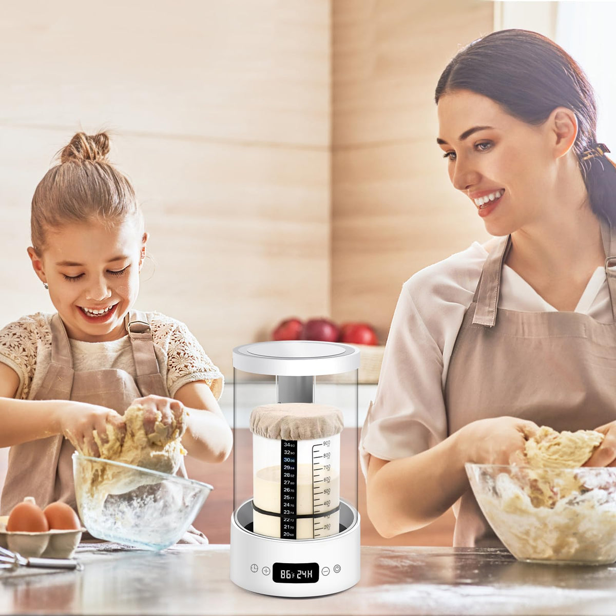 Sourdough Starter Warmer Home Incubator - Upgraded Sour Dough Warmer Box with Double Heating Plates and Warming Dome, 70-120°F Precise 1°F Thermostat, 24H Timer Fermentation Sourdough Heater Mat Tool