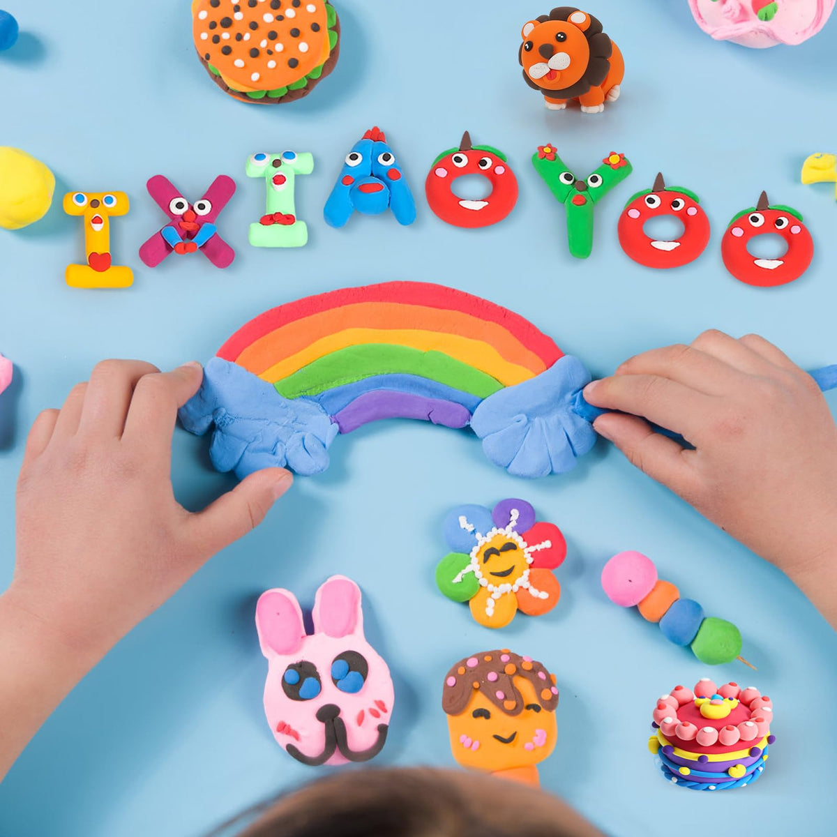 Ixiaoyoo Air Dry Clay for Kids, 158 Colors Modeling Clay Kit, DIY Model Toys with Sculpting Tools, School Arts & Crafts Set, Safe & Non-Toxic, Birthday & Christmas Gifts for Boys Girls Ages 3-12