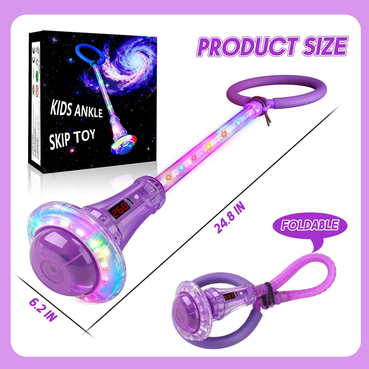 Dolanus Skip Toy with Counter- Laps, Time, Distance, Toys for 5-12 Year Old Kids, Girls Birthday Gifts for Age 5 6 7 8 9 10 11 12, Outdoor Outside Sports Games, Girls Toys Ages 6-8 8-13 (Purple)