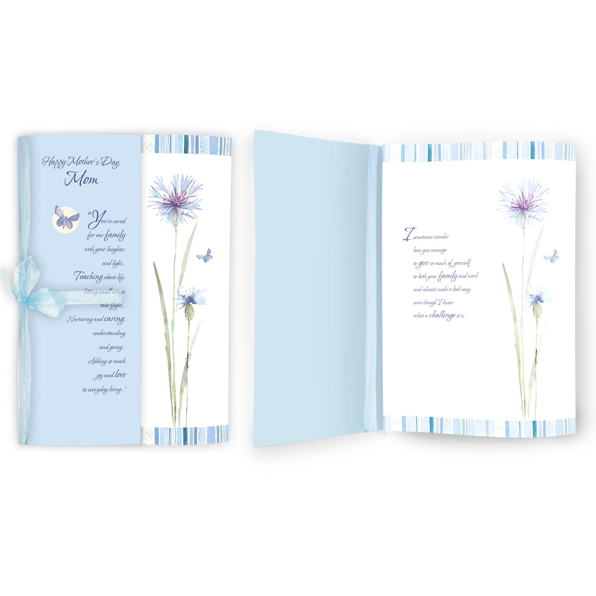 Designer Greetings Jumbo Mother’s Day Card, “With Your Laughter and Light” Blue Cornflowers (12.5 x 8.75 Inch Card with Gift Box)