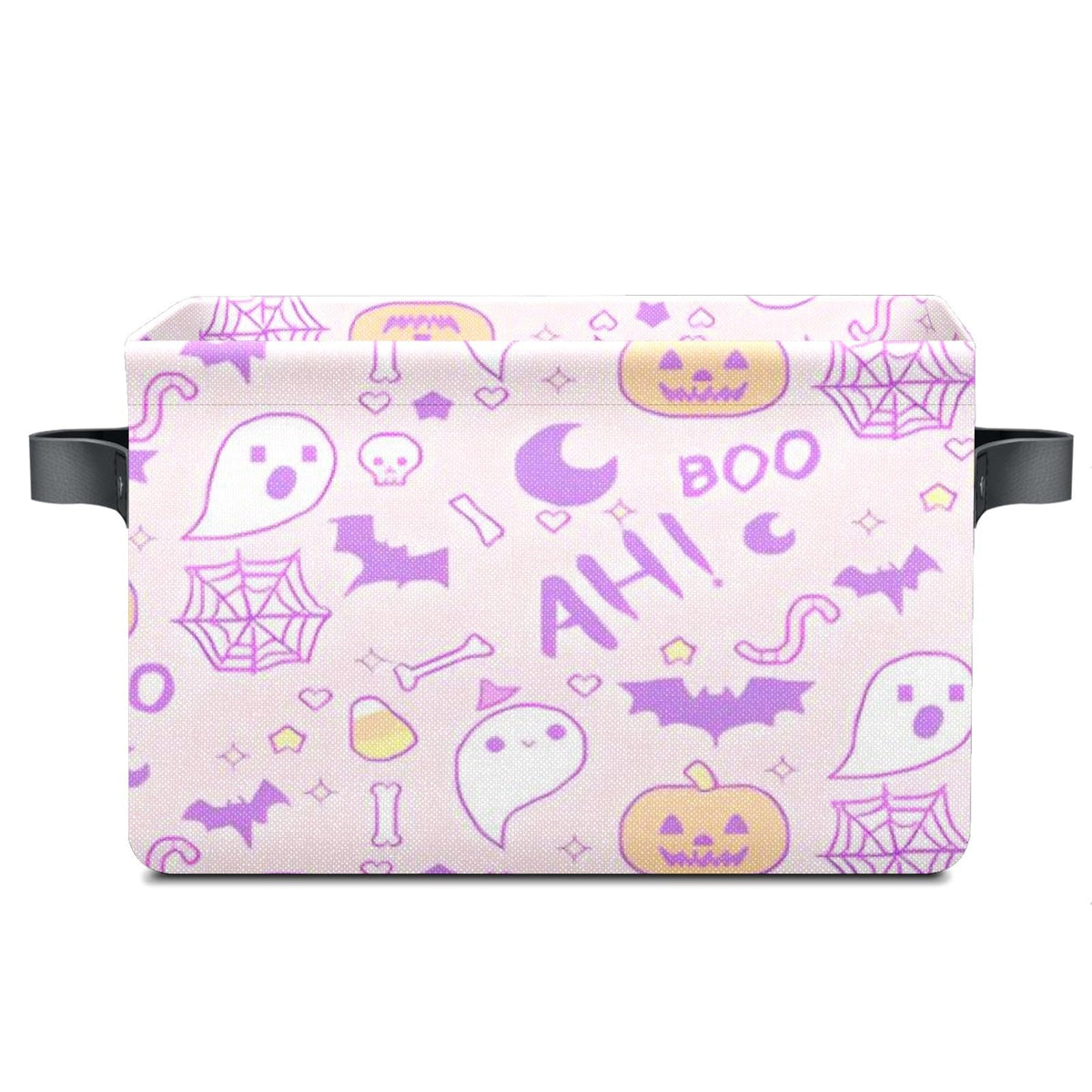 Andemie Halloween Basket Cute Pink Spooky Boo Basket Stuffers for Women Teen Girls Girlfriend Trick or Treat Bags Cube Large Collapsible Storage Bins
