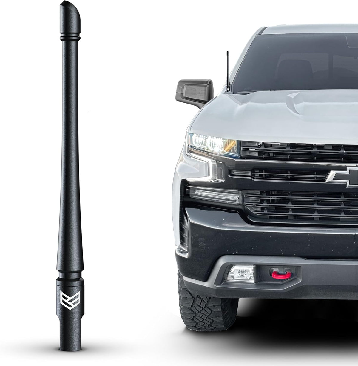 Ronin Factory (2014+) (8 Inch Truck Antenna for Chevy Silverado & GMC Sierra Accessories Anti Theft - Carwash Safe