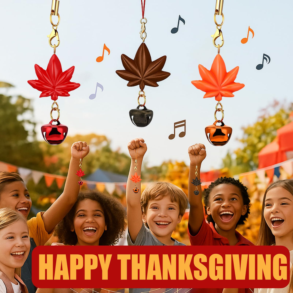 Huquary 24 Set Thanksgiving Bulk Gifts Jingle Bell Maple Keychains with Fall Bookmarks Fall Purse Jingle Bell Charms Leaf Charms Friendsgiving Party Favor Customer for Coworker Church Book Club
