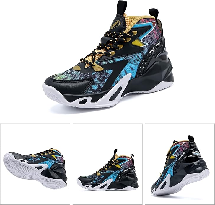 VITUOFLY Kids Basketball Shoes Boys Air Cushion Sneakers Girls Mid Top School Hoops Shoes Non-Slip Outdoor Sports Running Gym Comfortable Durable Little Kid/Big Kid