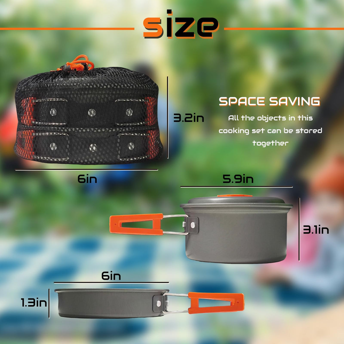 Camping Cooking Set,7Pcs Camping Pan Set for Backpack Cookware Pot and Pans Set, Survival Cooking Kit for Hiking Cooking Gear Outdoor Cooking and Picnic,Hiking, Picnic (Orange)