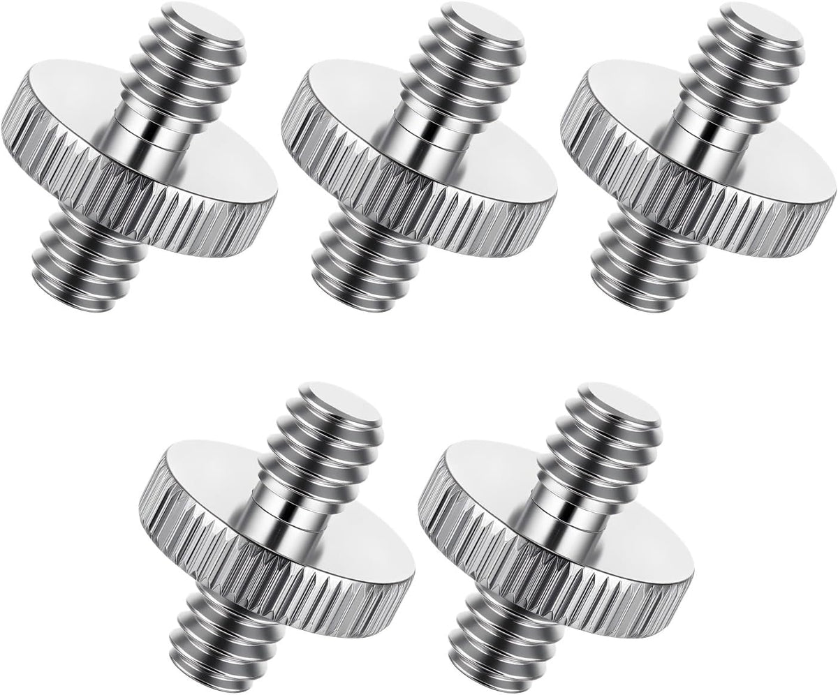 Alrhso 1/4" 1/4" 5 Pack Male to Male Camera Threaded Tripod Screw Adapter Double Head Stud Standard Tripod Adapter