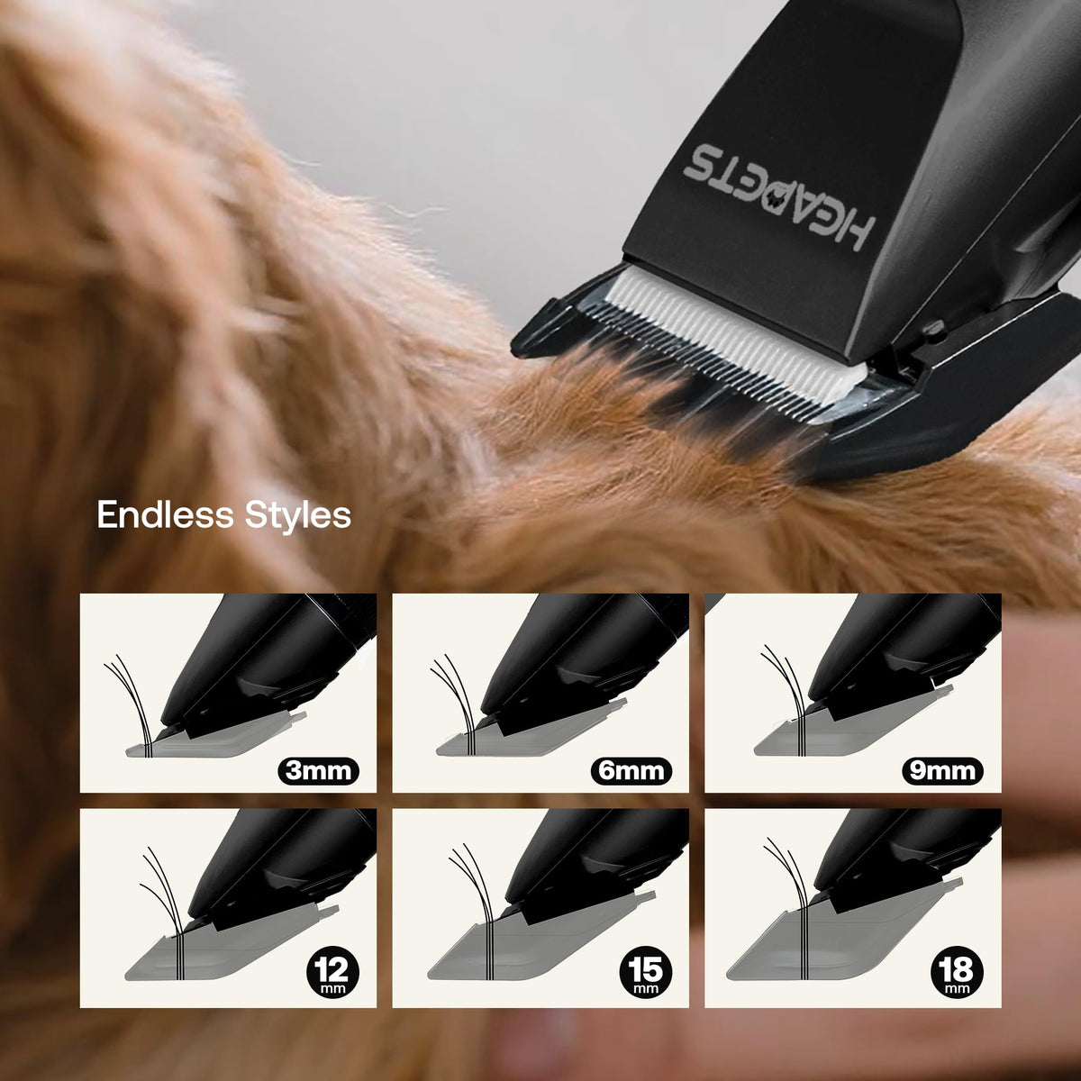 HEAPETS Dog Hair Clippers for Grooming Kit and Dog Paw Trimmer Nail Grinder for Grooming, Low Noise Rechargeable Cordless, Shaver Grooming Supplies for Pet Cats Dogs (Black, White)