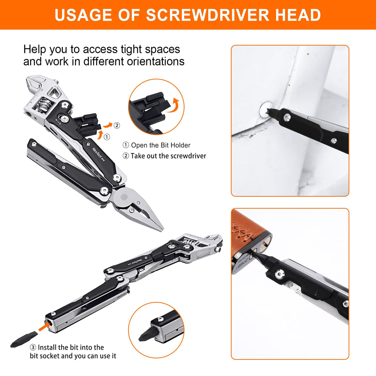NexTool W4 Adjustable Ratchet Wrench Multitool, 11-IN-1 Foldable EDC Tool with Pliers, Knife, Saw and Screwdriver, Multi Tool for Camping, DIY, and Gifts for Him
