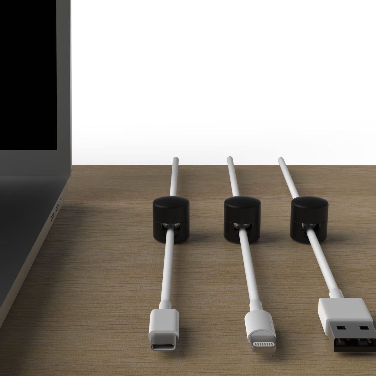 ICONIT Cable Anchors for Desk Organization Black | Premium Aluminum Cord Organizers | Charger + Cable Management Clips for Home & Office | Stylish, Sturdy, & Functional | (3 Pack)