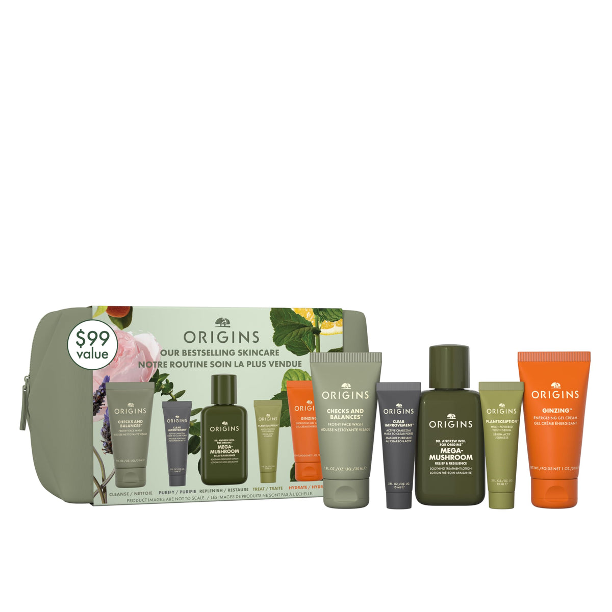 Origins Bestselling Skincare Set | Features Cleanser, Mask, Treatment Lotion, Serum & Moisturizer | With Peptides, Hyaluronic Acid & Niacinamide