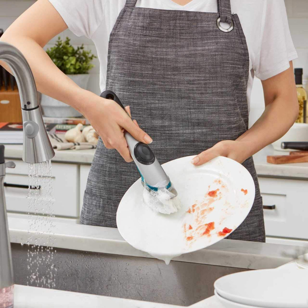 OXO Steel Soap Dispensing Dish Brush 10 in