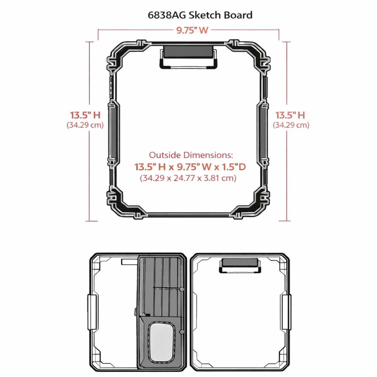 ArtBin 6838AG Sketch Board, Portable Drawing Surface with Internal Art & Craft Storage, Grey