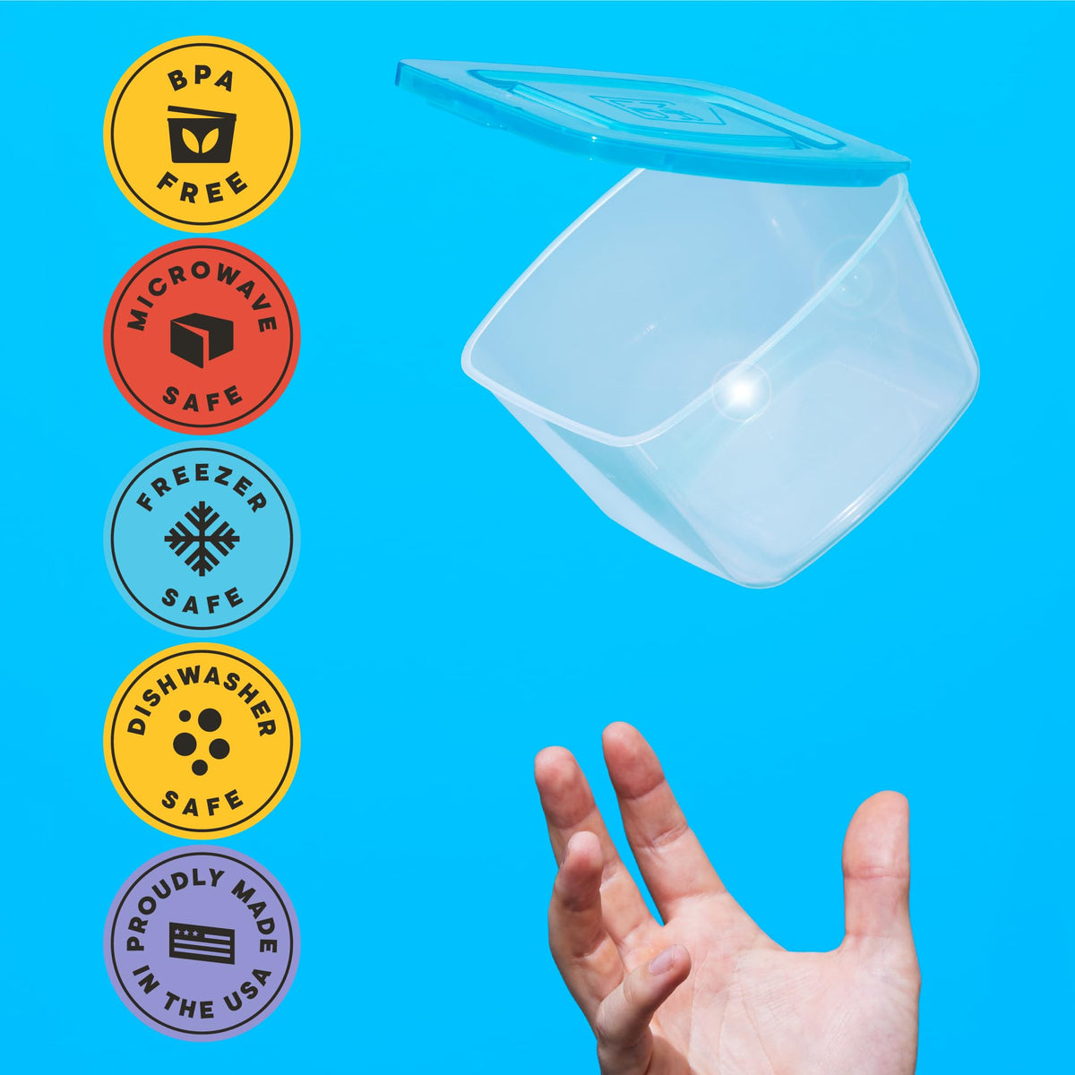 Premium Attached Food Storage Containers, Permanently Attached Plastic Lid, Never Lose & Space Saving Organization (10 Pack)