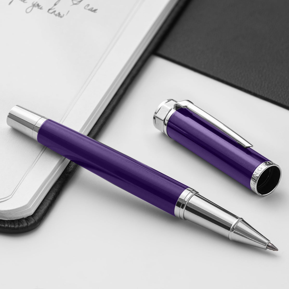 Ellington Pens Luxury Ballpoint Pen – Premium Quality, Smooth Writing Experience, Elegant Design, Includes 2 Ink Refills – Ideal for Professionals and Gift Giving (Purple Silver)