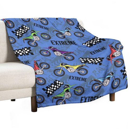 Cool Motorcycle Throw Blanket Car Soft Warm Bedding Bed Blankets Boys Teen Gifts for Couch Bedroom Sofa Office Car, All Season Cozy Flannel Plush Blanket for Kids Adults, 60"X50"