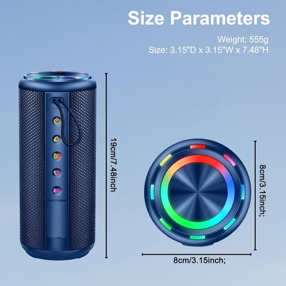 Xuevcn 360 Sound,IP65 Bluetooth Speaker, Portable Bluetooth Speakers with Wireless Stereo Pairing, Built in Mic, HD