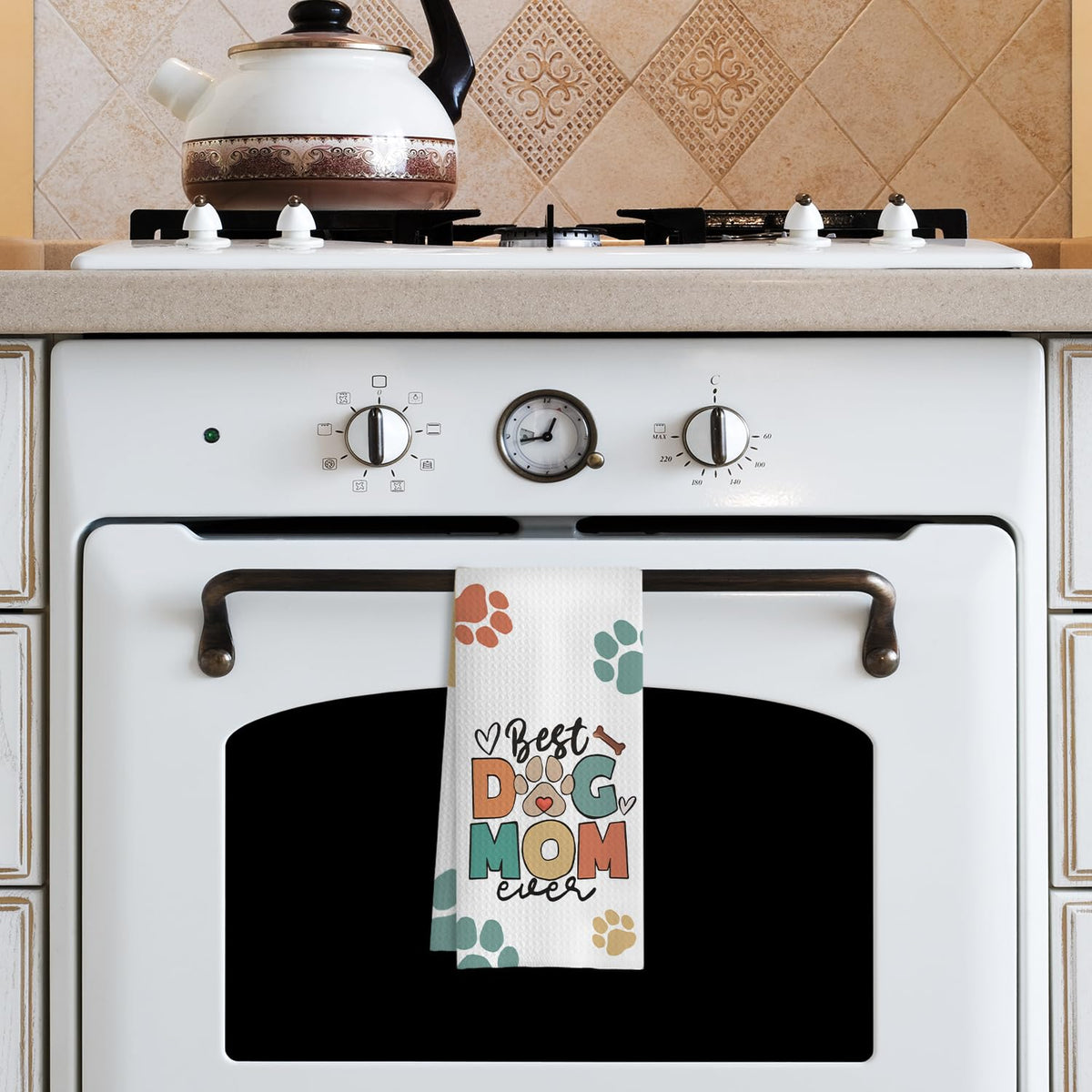 COWEB Dog Mom Gifts Kitchen Towels, Dog Lovers Owners Gifts for Women, Colorful Dogs Paws Hand Towels for Bathroom, 16x24 Inches