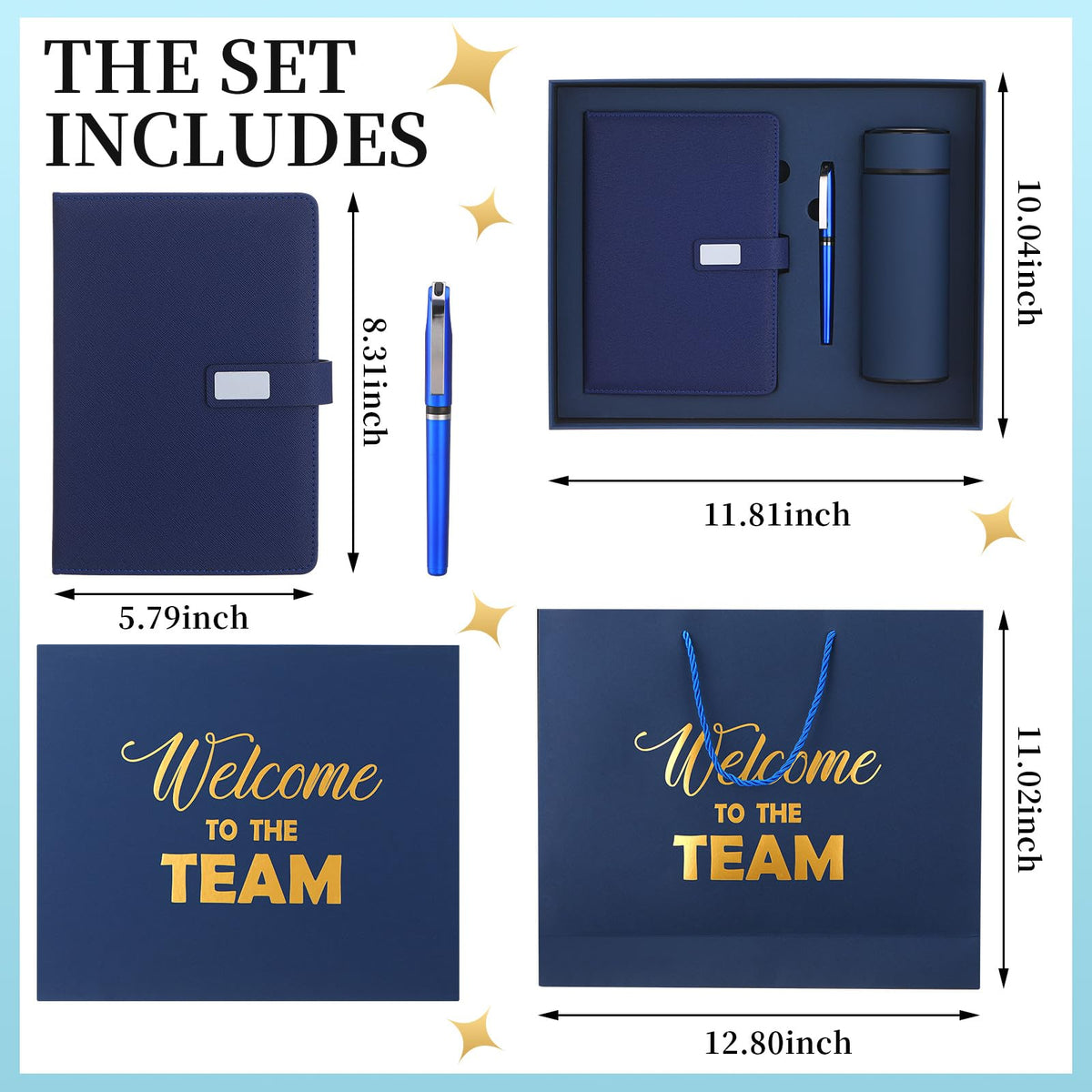 Thenshop Set of 5 New Employee Welcome to The Team Gift Sets Notebook Pen and Tumbler Welcome to The Team Box Employee Appreciation Gift Sets for New Worker Men Women Office(Blue)