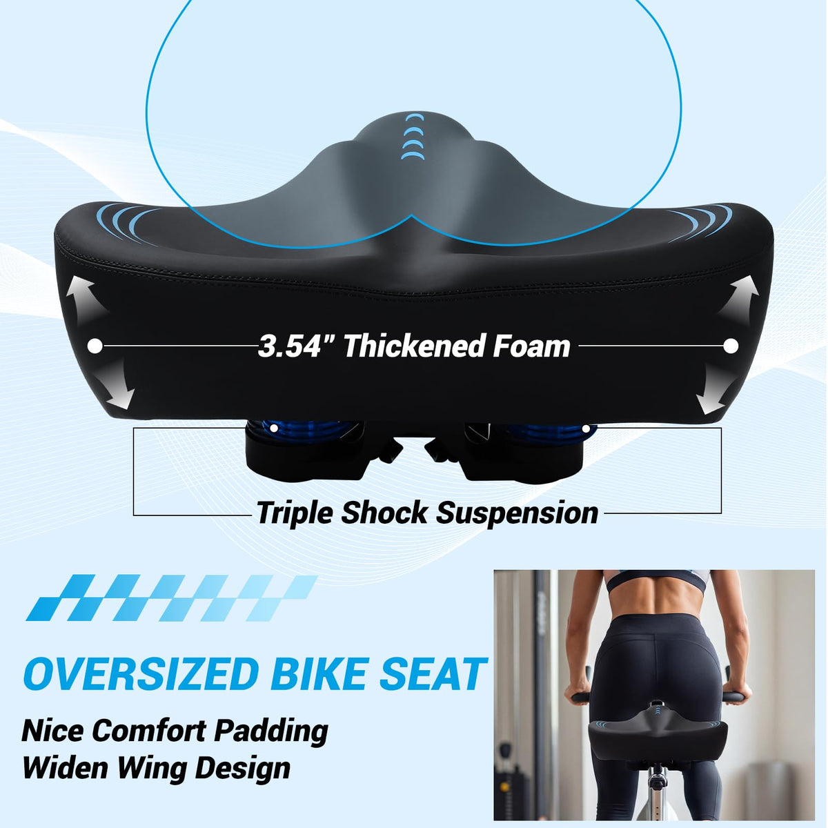 2026 New Ultra-Wide Oversized Bike Seat Cushion for Men & Women, Comfort Memory Foam Bicycle Saddle, Waterproof Universal Bike Seat for Peloton Exercise Road Mountain Cruiser Electric City Bikes