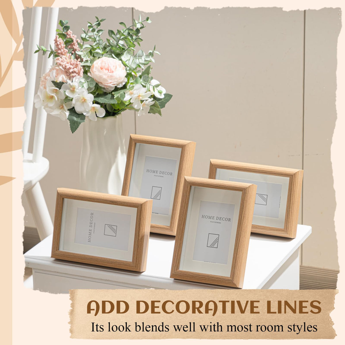 4 Pcs 4x6 Shadow Box Picture Frames Matted to 3.5x5 Small Wooden Photo Frames Tabletop Wall Display Natural Wood Decor Family Memories Gift with Acrylic Glass, Desktop Photo Stand Home Decor (Wood)