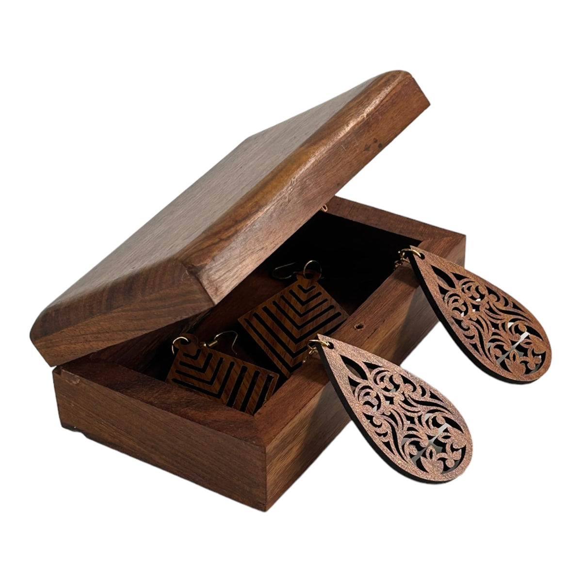 S.B.ARTS Premium Wooden Mini Jewellery Box Plain -Trinket Box for Ladies-Jewellery Storage Case-Antique Look-Traditionally Handcrafted-Home Decor Accessories-Ideal Gift for Women, Girls.