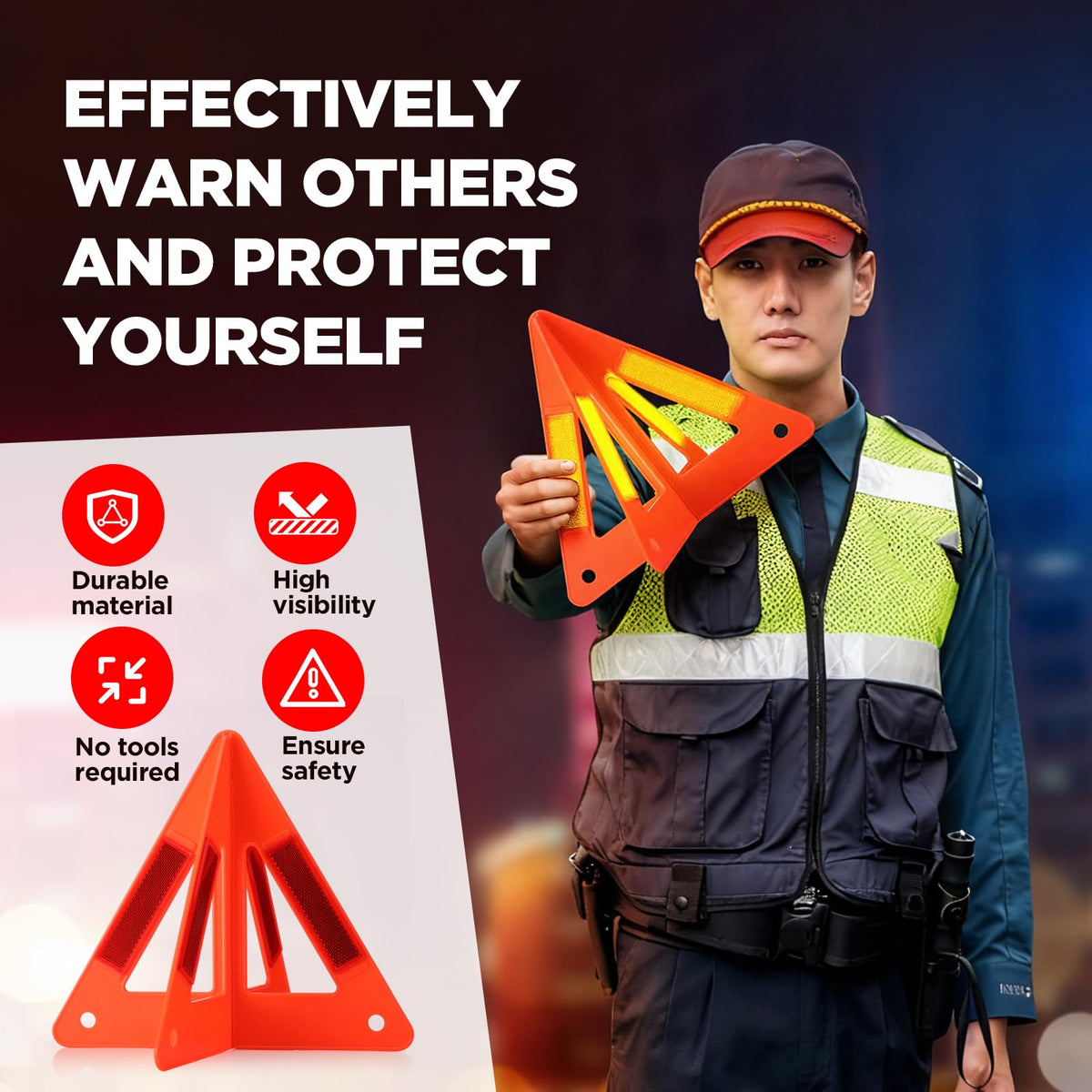 Relaxweex 15 Pcs Emergency Reflective Triangles Sign Foldable Warning Safety Triangles for Vehicle Kit Portable Reflector Roadside Tools Suitable for Cars Trucks Breakdown