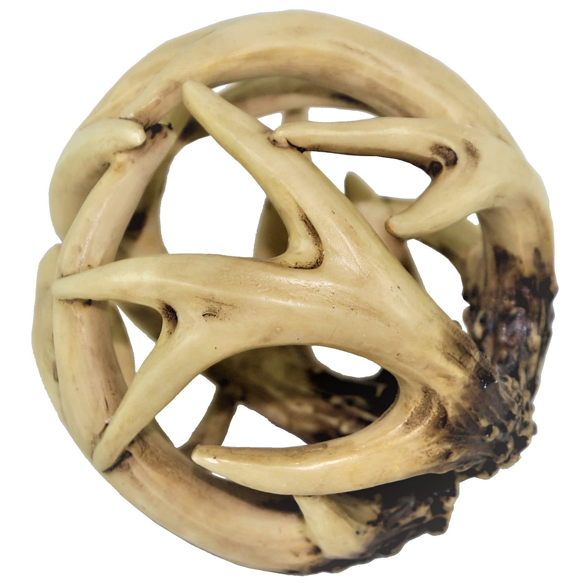 BestGiftEver Decorative Entwined Spherical Rattan Antler Ball 4.25" -Log Cabin Table Centerpiece Decoration