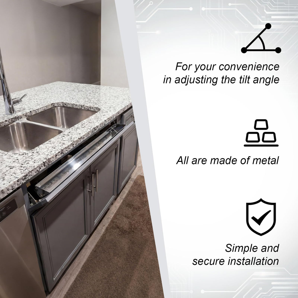 Yiyiring 2 Set 16 Inch Stainless Steel Sink Drawer Tip Out Tray Kit Include Tip-Out Sink Trays and Hinges Large Pull Out Storage Organizer for Kitchen Bathroom Base Cabinets