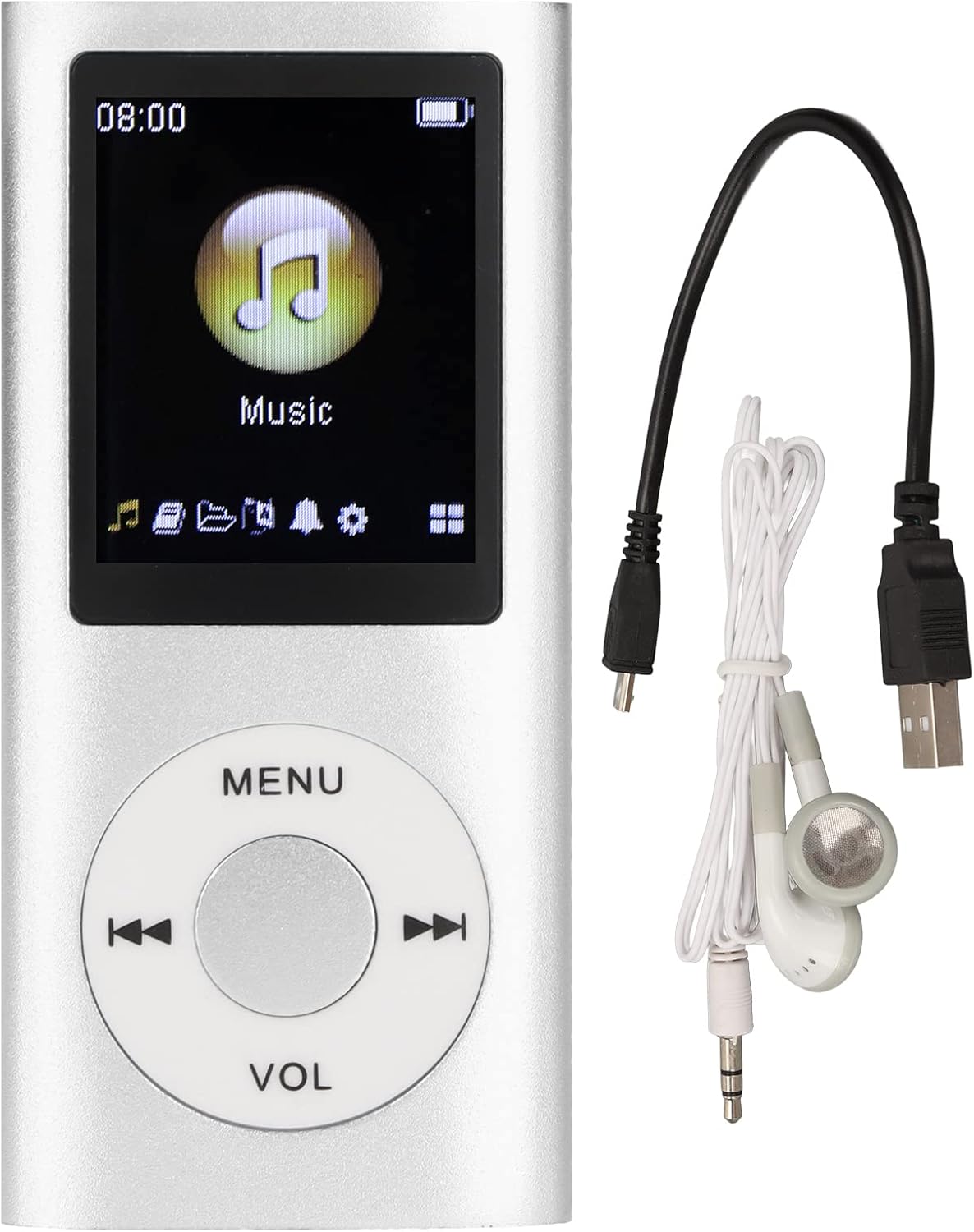 Akozon MP3 Player,MP3 1.8 Inch MP3 Player Stylish Multifunctional Lossless Sound Slim LCD Screen Portable Player