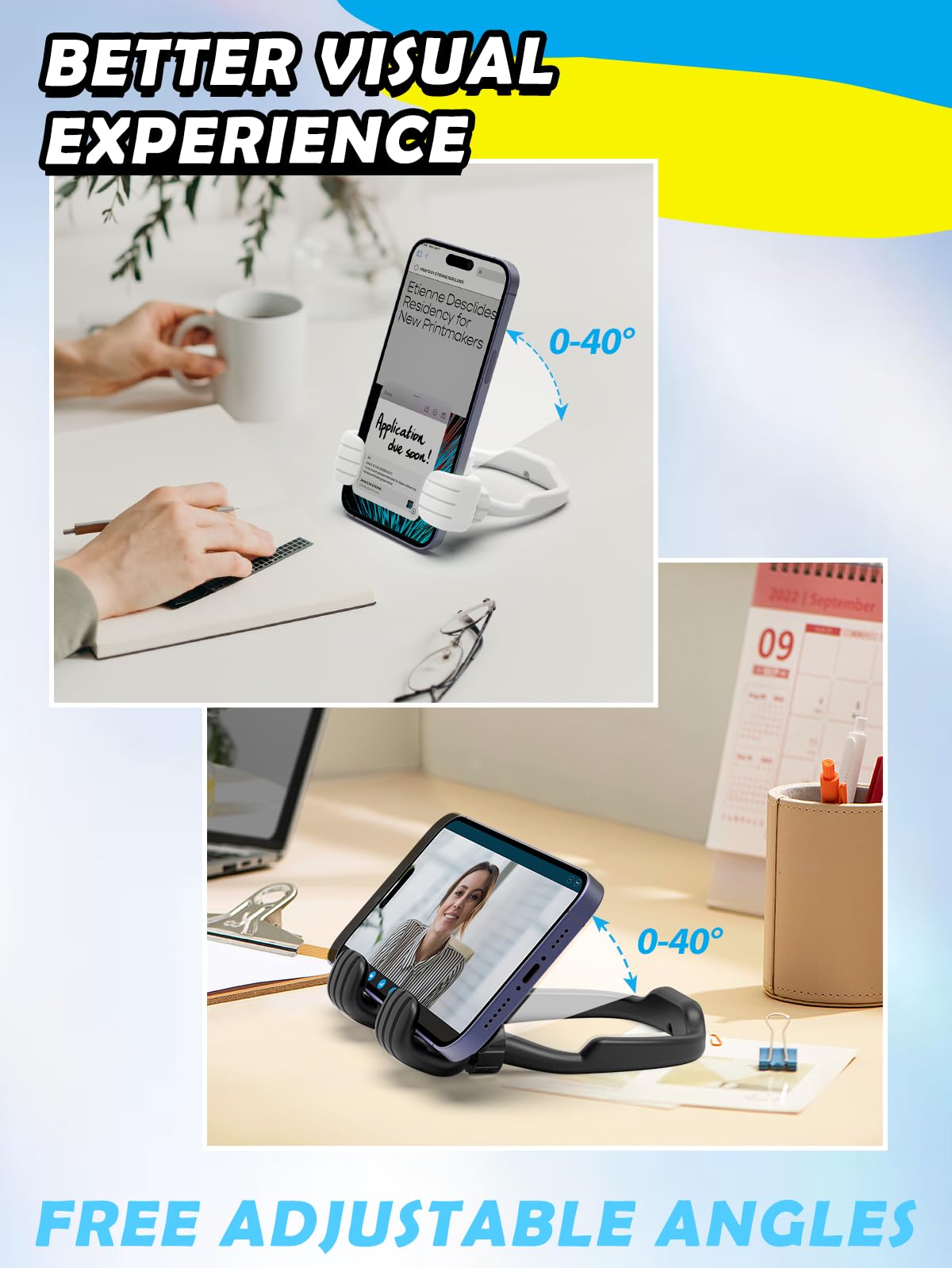 Gifts for Teens Boys Girls Adults Cell Phone Stand: UPGRADE Adjustable Thumbs Up Lazy Phone Holder for Desk Cool Gadgets for Men Women Adults Husband Wife Dad Him Fun Stocking Stuffers Birthday Gift