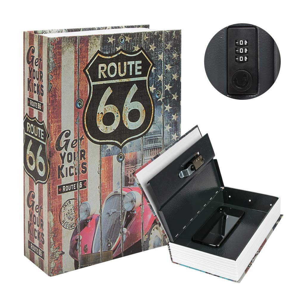 KYODOLED Hidden Metal Lock Box,Diversion Book Safe with Combination Lock,Money Hiding Box,Collection Box,9.5" x 6.2" x 2 .2",USA