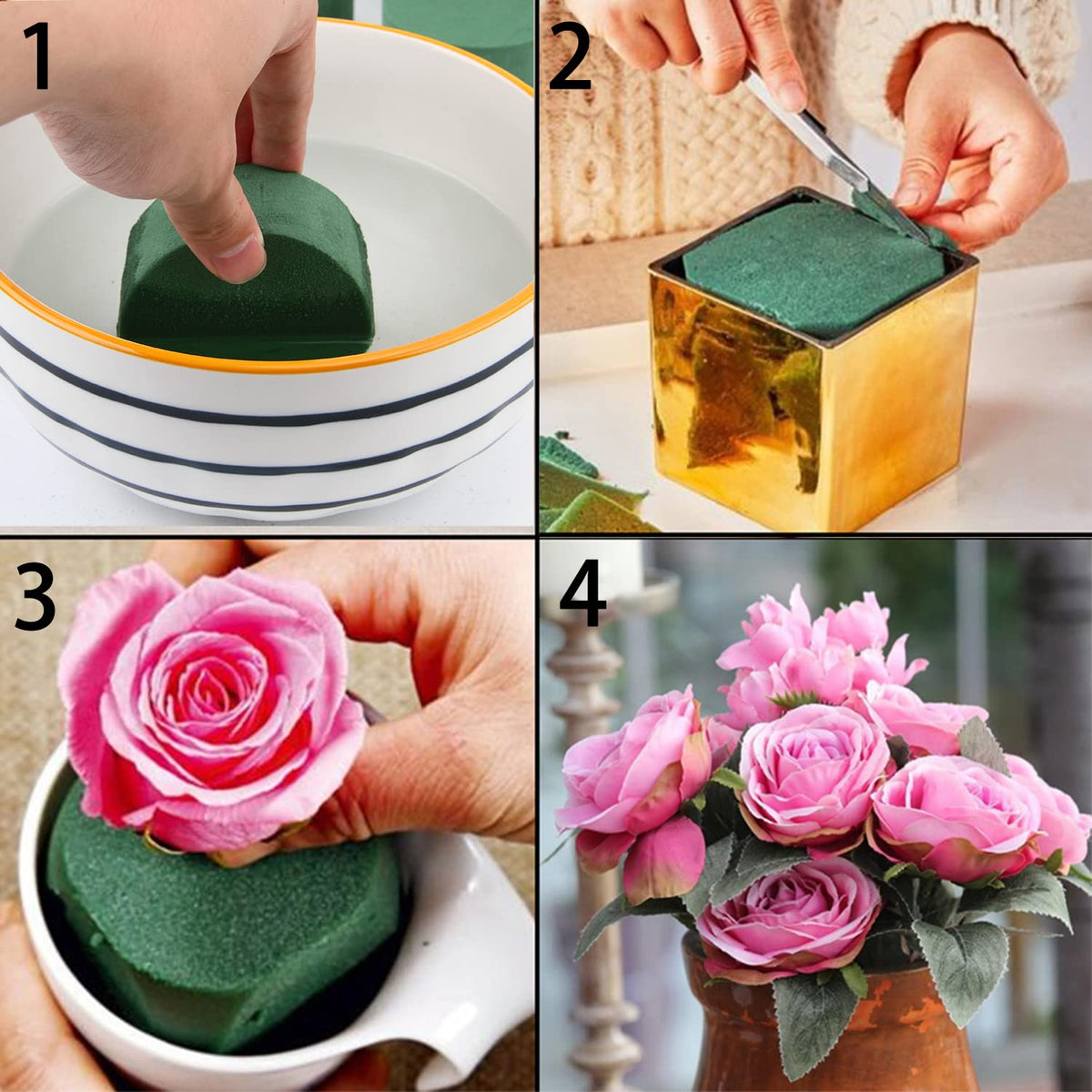 KIMOBER 10PCS 8" Large Round Floral Foam Bricks,Wet Green Foam Blocks for Flower Arrangement,Wedding Decoration